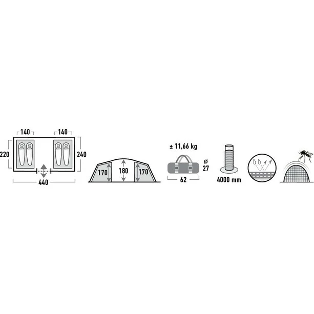 High Peak Tauris 4 Tent deep grey/green 7 High Peak Tauris 4 Tent deep grey/green - Image 5